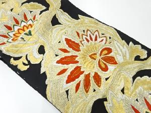 アンティーク　草花模様織出し袋帯（材料）